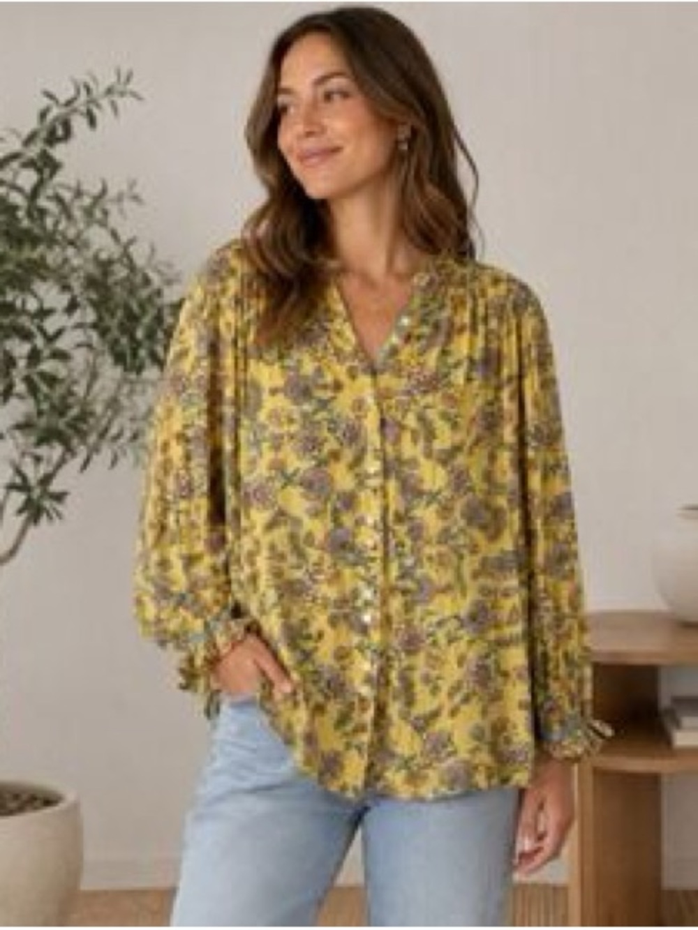 Sundance Floral Button-Front Blouse